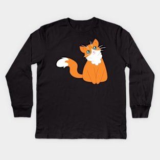 Orange and white fluffy cat Kids Long Sleeve T-Shirt